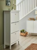 (R9C) 1x Hamilton Shoe Cabinet White RRP £80. (H122.5x W70x D26cm)