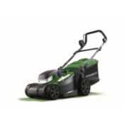 (R13E) 1x Powerbase 34cm 40V Cordless Lawn Mower. With 2x Batteries & Charger. Unit Appears As New