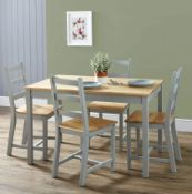 (R3O) 1x Mortimer Pine Dining Set With 4 Chairs. RRP £200.00. Unit Appears Clean, Unused. Contents