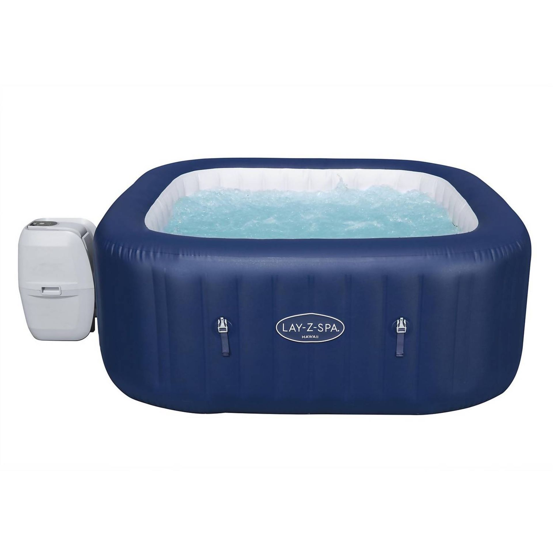 1x Bestway Lay-Z-Spa Hawaii. Unit Inflates, But No Egg Pump In Lot (Spa Only). Lot Includes Skin &