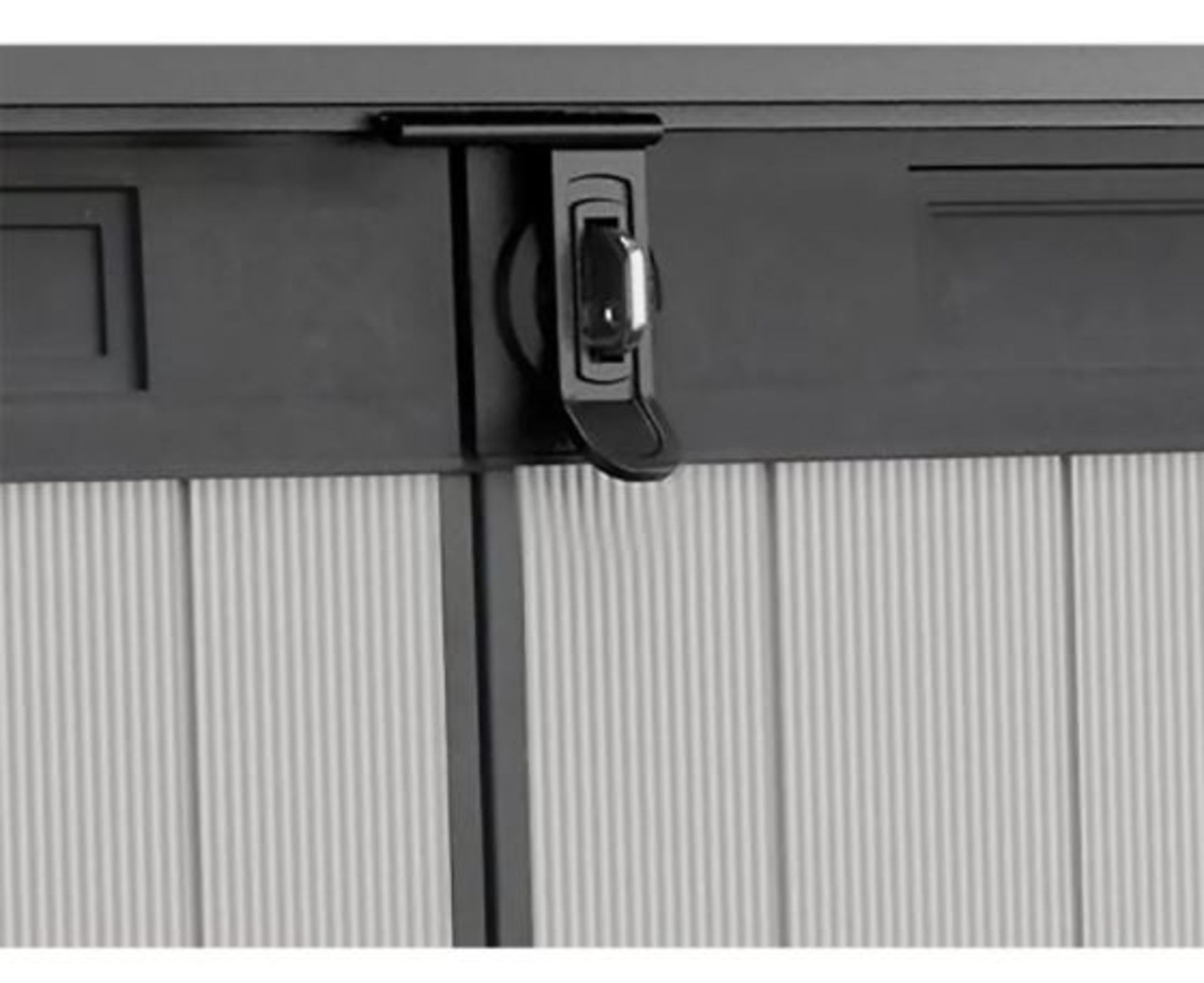 1x Keter Premier Jumbo Outdoor Plastic Garden Storage Shed Grey RRP £385. Piston Assisted Lid And - Image 5 of 12