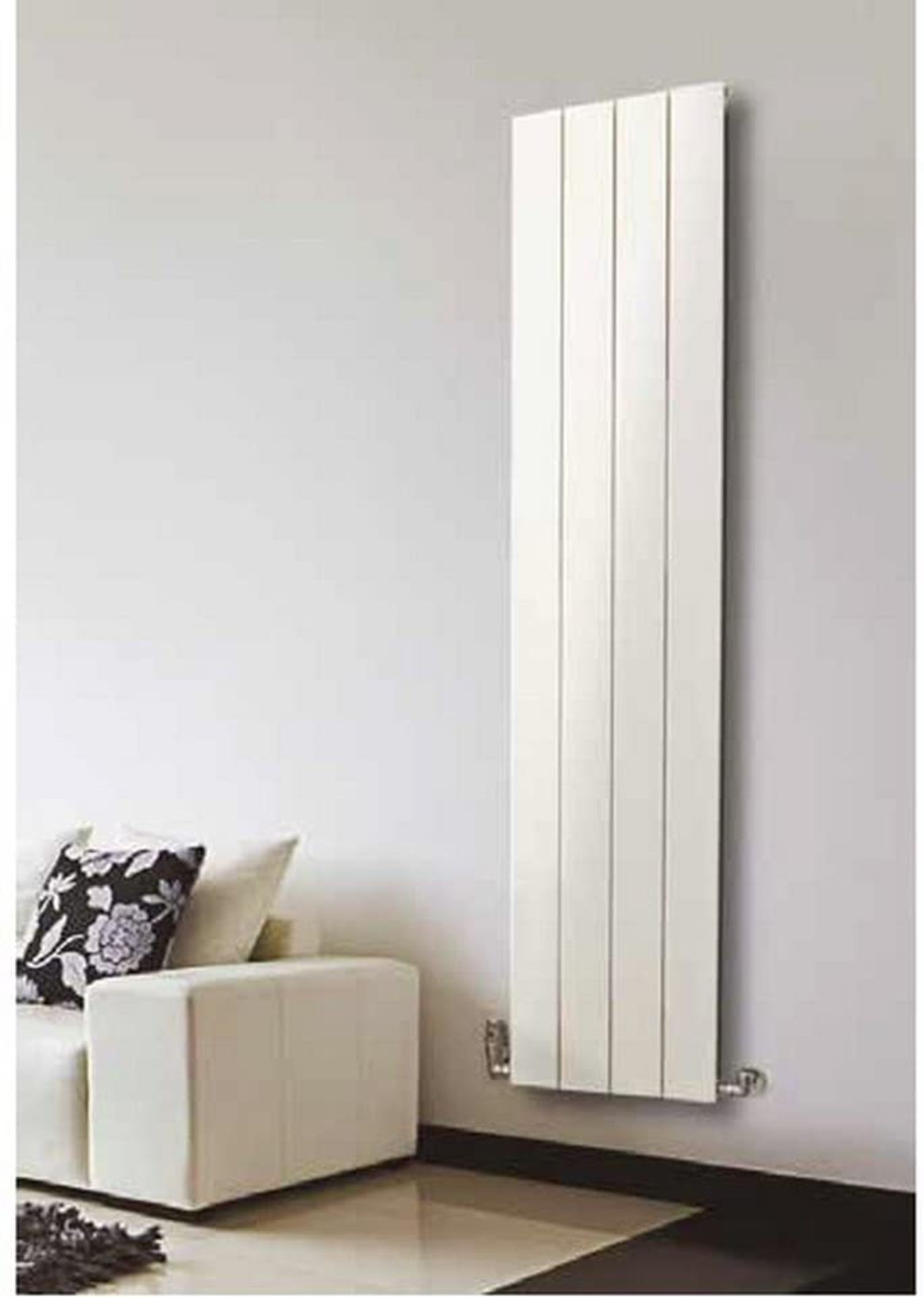 Deckon 1800 x 375mm horizontal or vertically mounted designer radiator in white. RA611