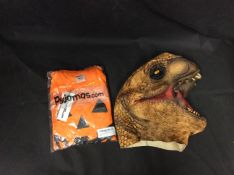 Brand New Stock 2x Halloween Items To Include Dinosaur Mask, Kids Pumpkin Pajamas