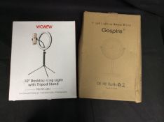 2x Mixed Items To Include Wonew Ring Light, Gospire Led Makeup Mirror