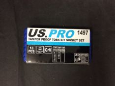 Brand New Stock - U.S. Pro Tamper Proof Torx Bit Socket Set 1497