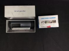 2x Mixed Items To Include Usb Video Camera, Car Air Purifier