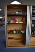 Tambour Door Unit x3, Low Open Bookcase, Sliding Door Unit, Guillotine, Steps, Coat Stand