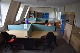 Desk x10, Unit x2, Bookcase, Cabinets x3, Chair x9, Locker x2, Board x2, Screen x9 and more