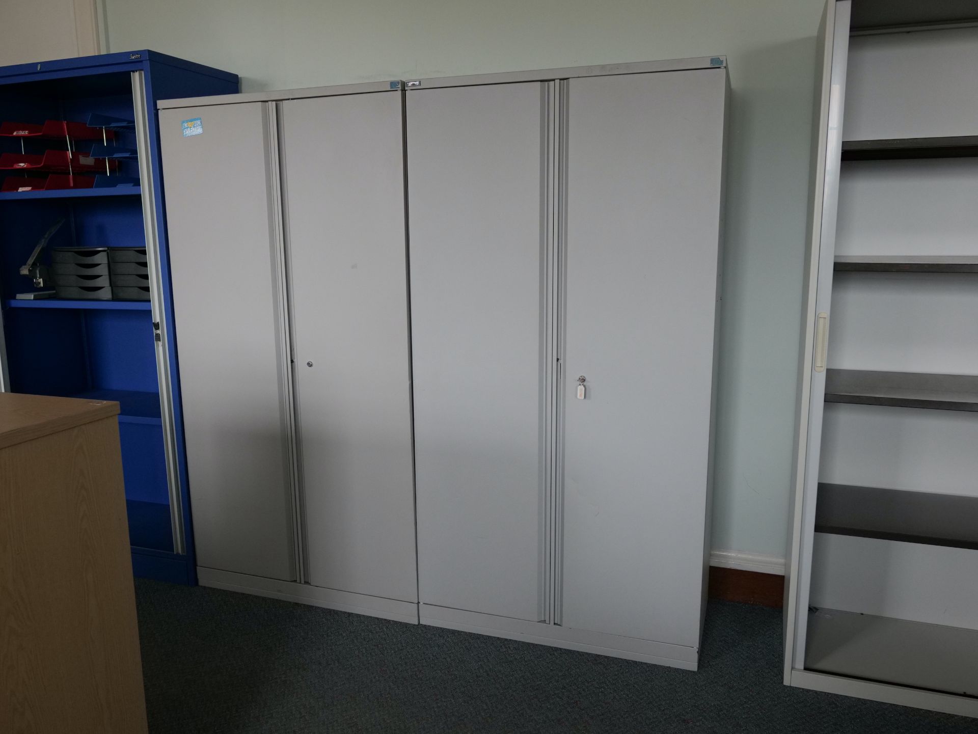 Desk x12, Chair x8, Tambour unit x4, Bookcase, Hinged unit x4, 9 drawer, Coat stand, Display case - Image 2 of 27