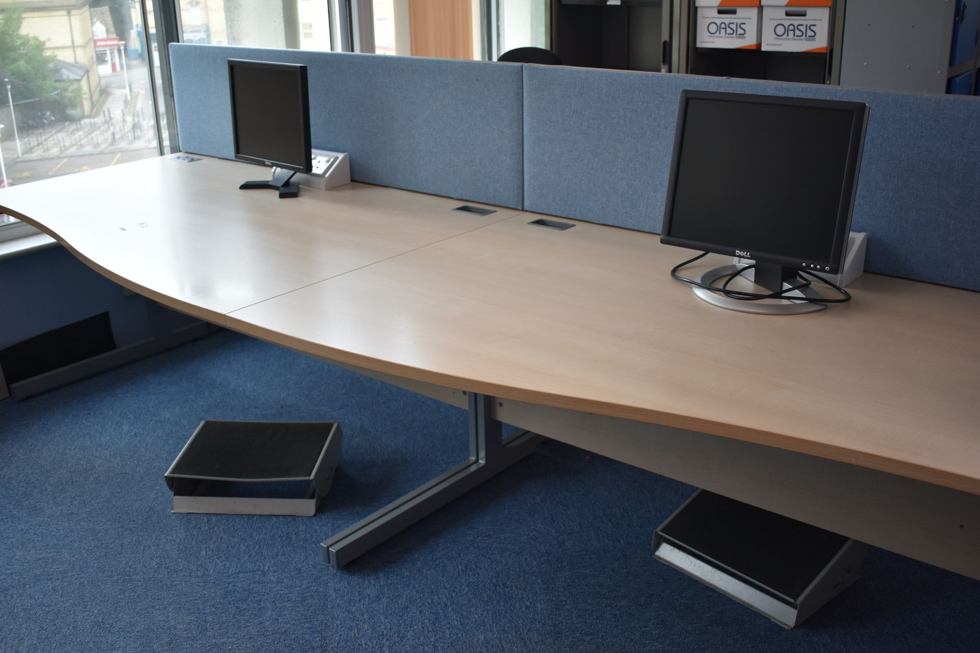 Hardwired Desk LH x3 & RH x2, Desk Screen Qty 3, Task Chair Qty 2, Monitors Qty 3, Foot Rest Qty 2 - Image 4 of 7