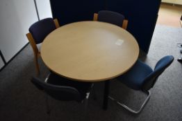 1200dia Table, Meeting Chairs x4, Tambor Door Unit, Hinged Door Unit, Projector Screen x2