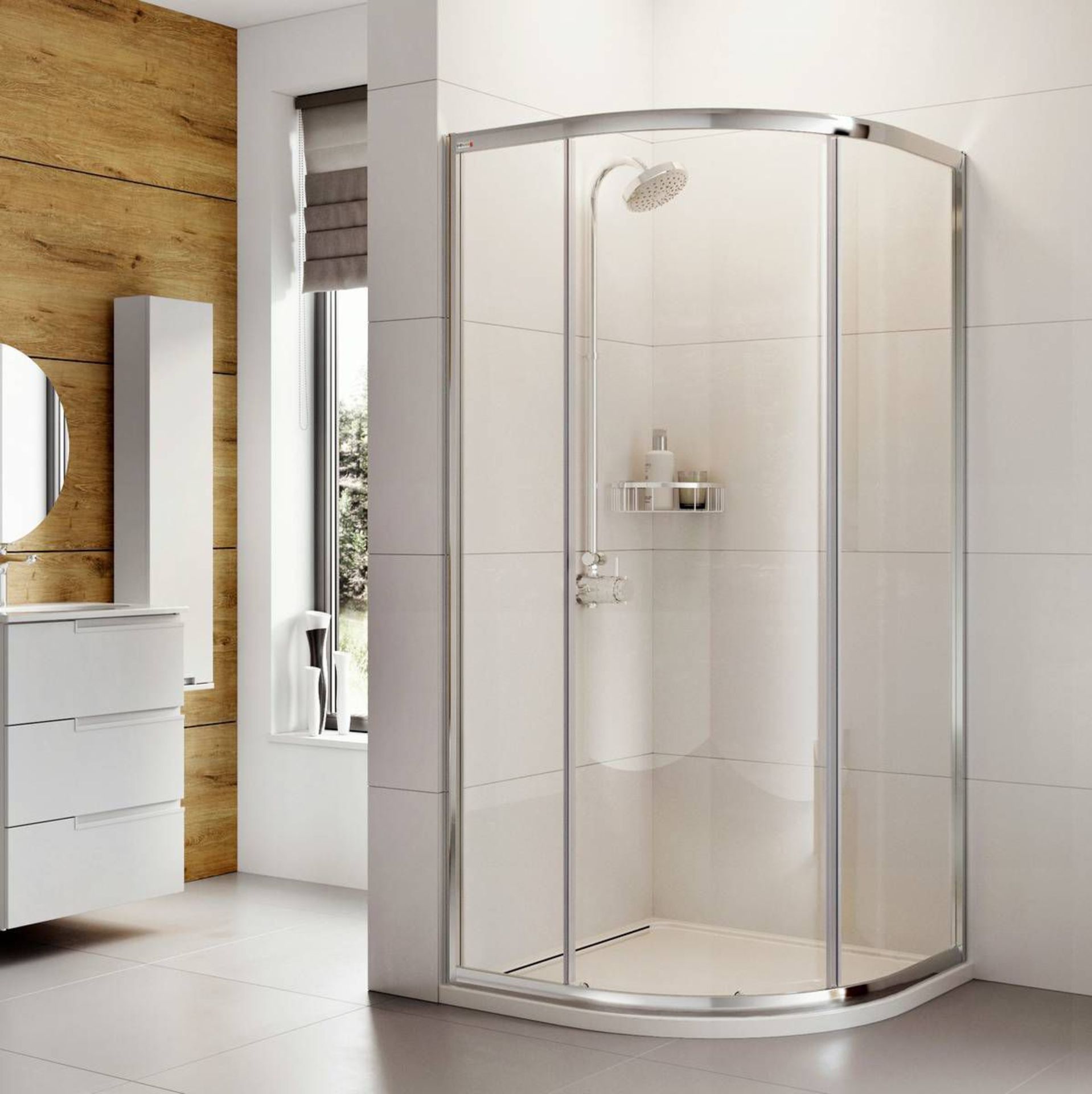 New (D19) 1000x1000mm - Elements 1 Door Quadrant Shower Enclosure. RRP £429.99. Shower Enclos...
