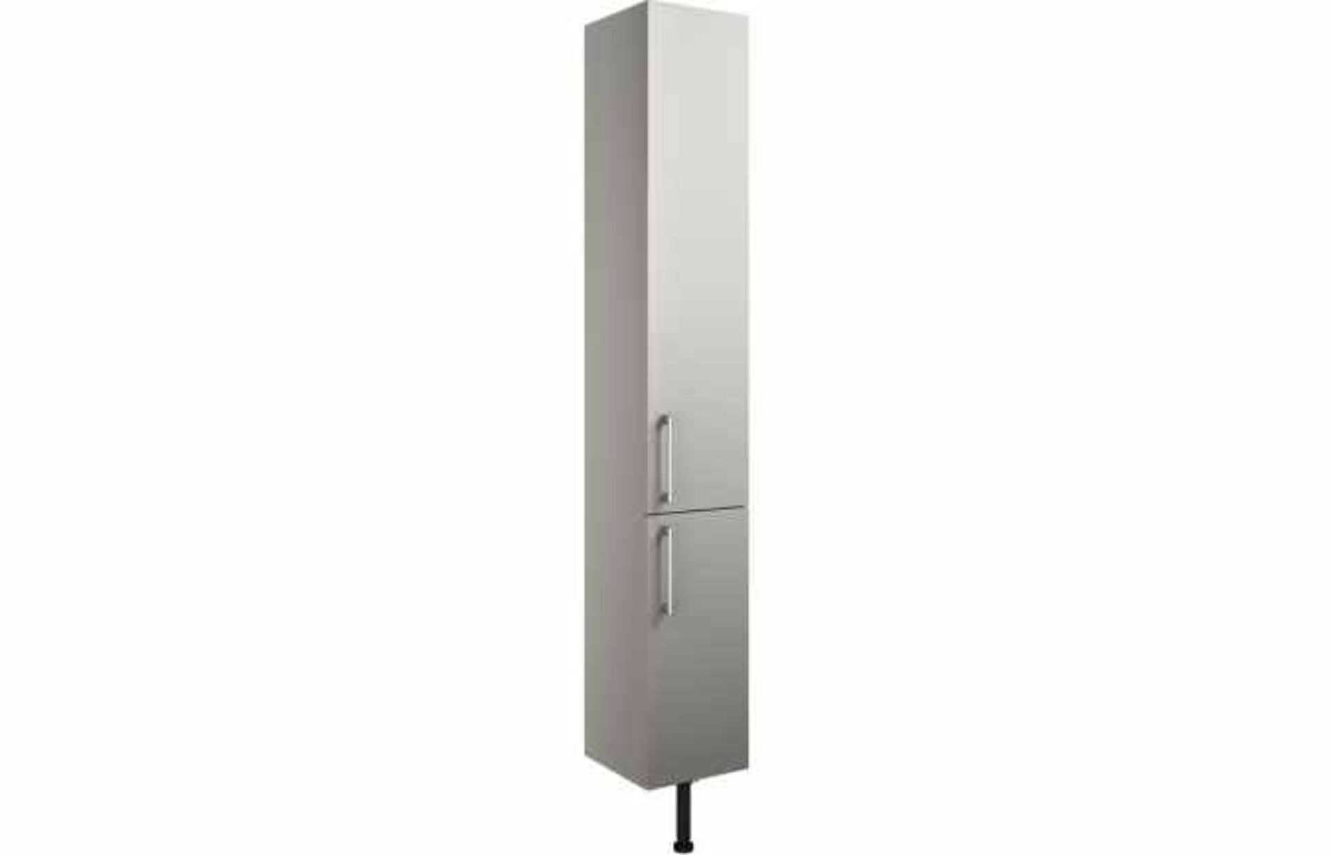 New (R19) Alba 300 mm 2 Door Tall Unit - Light Grey Gloss. RRP £375.00. Durable 18 mm Cabinet, S...