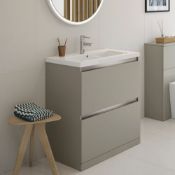 New (D31) Carino 600mm 2 Drawer Floor Standing Vanity Unit Inc. Pebble Grey. RRP £448.99. Desi...