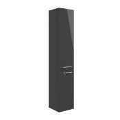 New (C54) Anthracite Gloss Floor Standing 2 Door Tall Unit 300mm. RRP £225.00. Finished In Ant...
