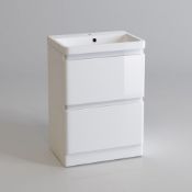 New & Boxed 600mm Denver II Gloss White Built In Basin Drawer Unit - Floor Standing. RRP £599...