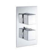 New (R41) Cube Square Chrome Twin Thermostatic Concealed Shower & Diverter