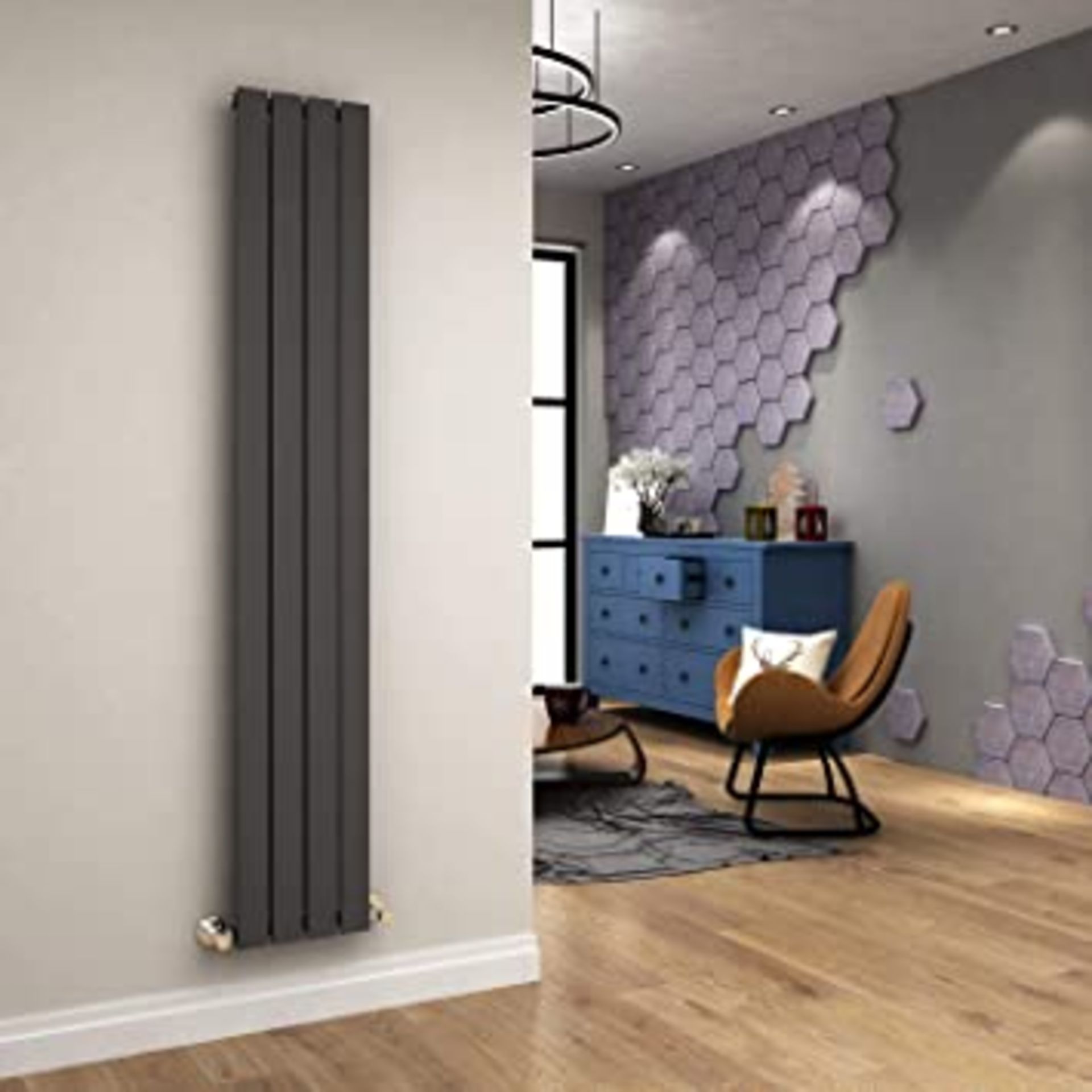 New (E24) 1800x309mm Designer Vertical Radiator. RRP £355.99. Btu Output 2433 Finish Colo...