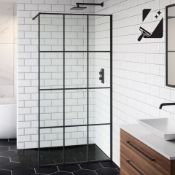 New (D17) 1000mm - 8mm Designer Black Shoji Crittall Style Shower Screen. RRP £539.99. Easycle...