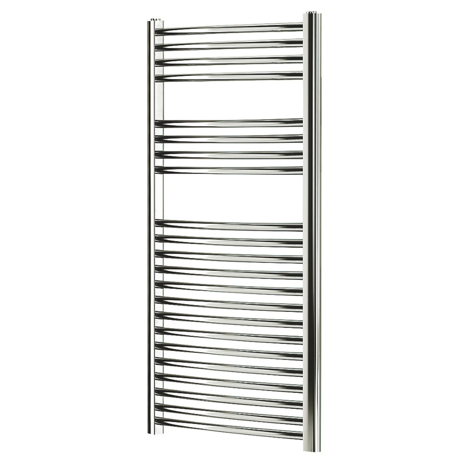 New (D172) Curved Towel Radiator 1100 x 450 mm Chrome 1037 BTU. High Quality Chrome-Plated Steel - Image 2 of 2