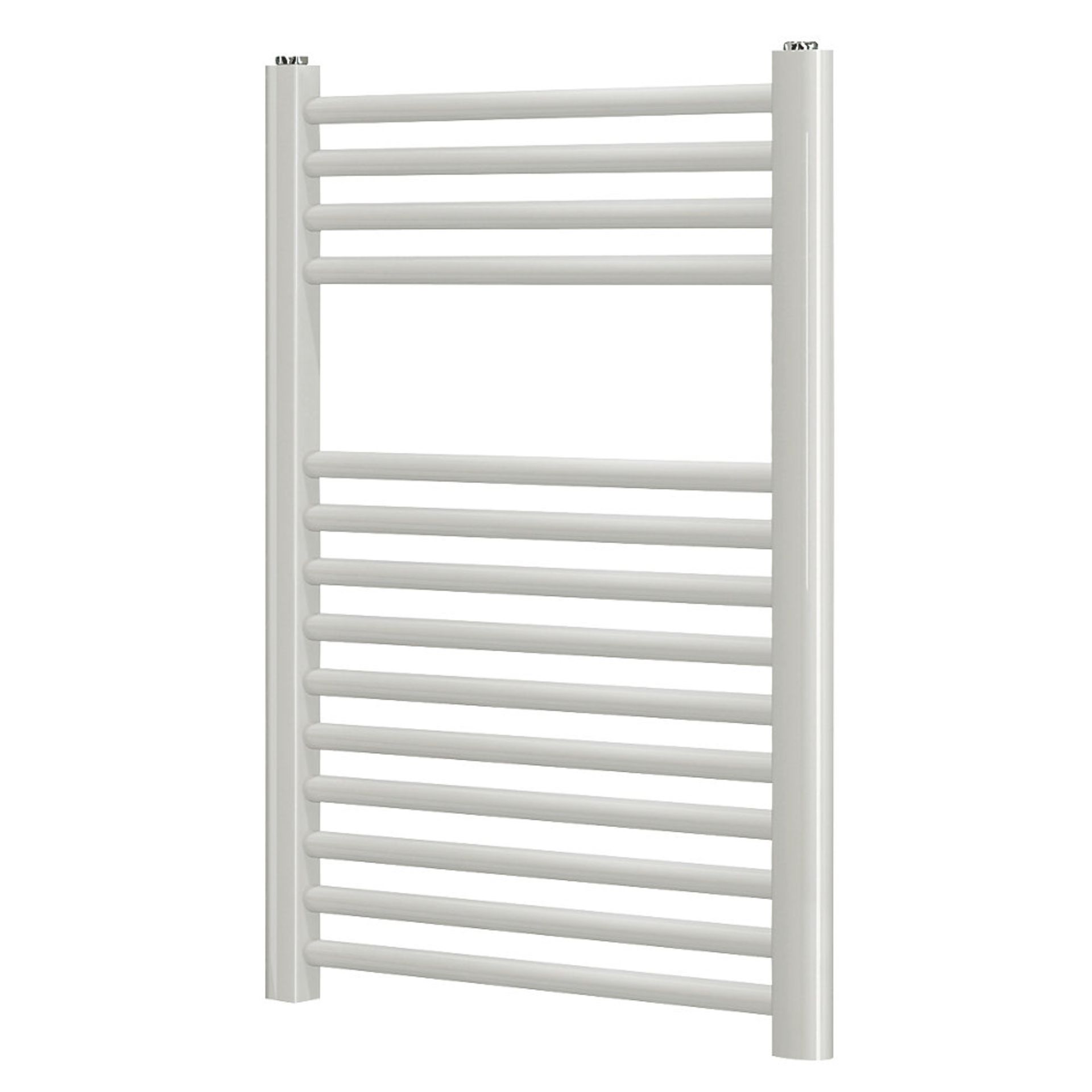 (Kl104) 700 x 400mm White Flat Towel Radiator. Flat Front Powder-Coated Mild Steel Construction. May