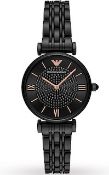 Emporio Armani AR11245 Ladies Black Dial Black Bracelet Quartz Chronograph Watch