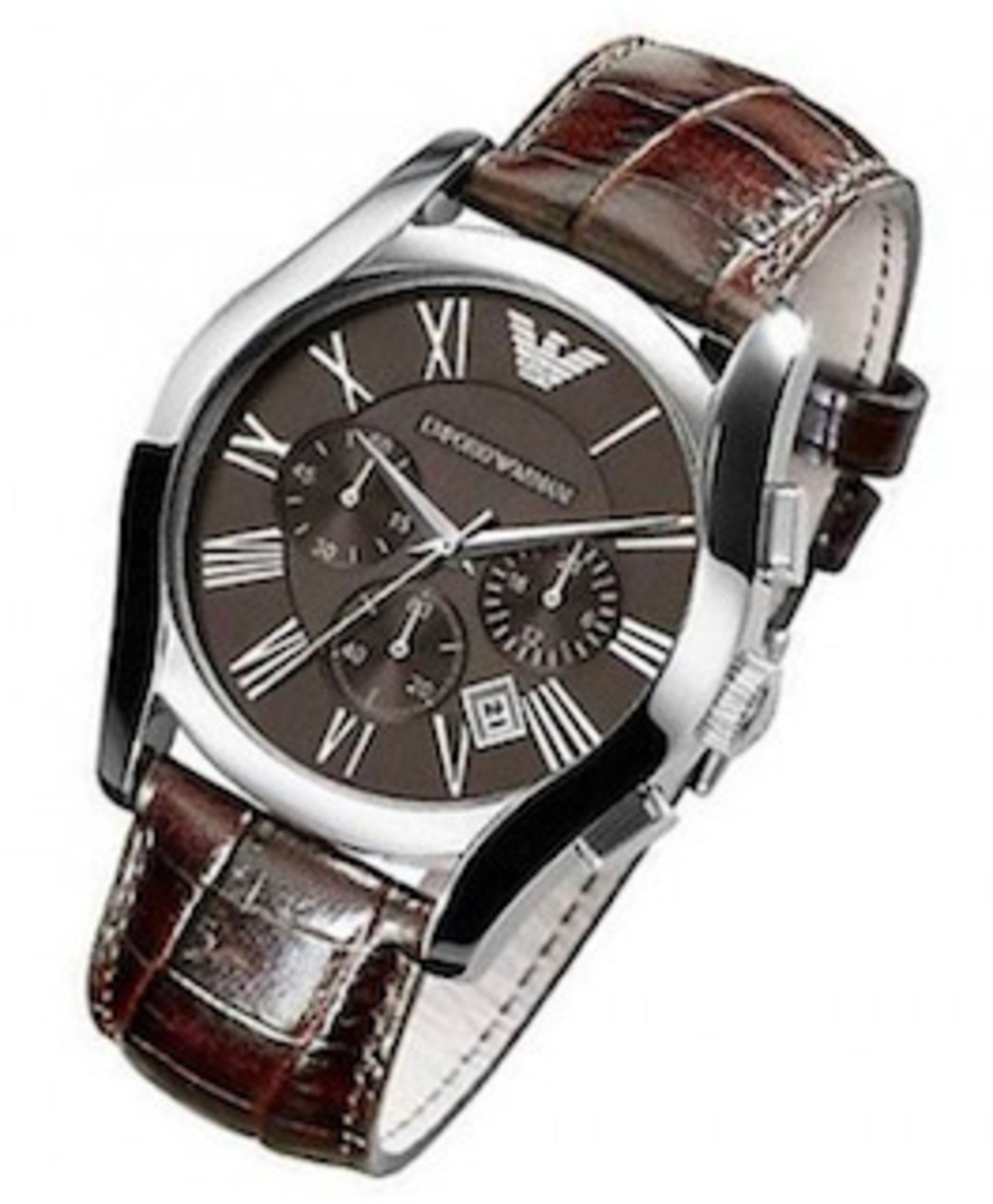 Emporio Armani AR0671 Men's Brown Leather Strap Quartz Chronograph Watch - Image 7 of 9