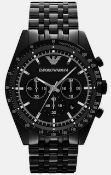 EMPORIO ARMANI AR5989 MEN'S TAZIO BLACK STAINLESS STEEL BRACELET CHRONOGRAPH WATCH In Brand new desi