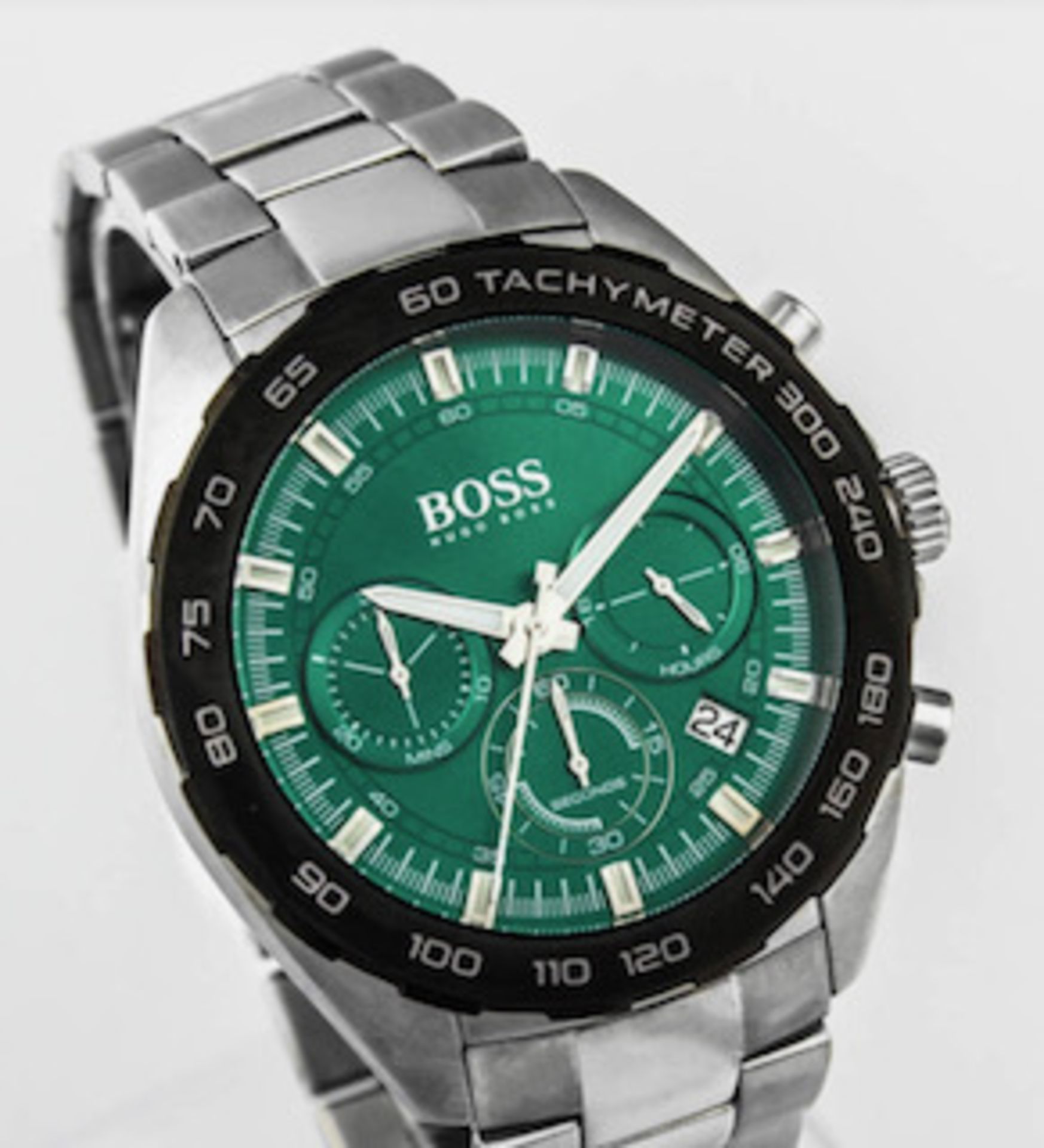 Hugo Boss 1513682 Men's Intensity Green Dial Silver Bracelet Chronograph Watch - Image 6 of 6