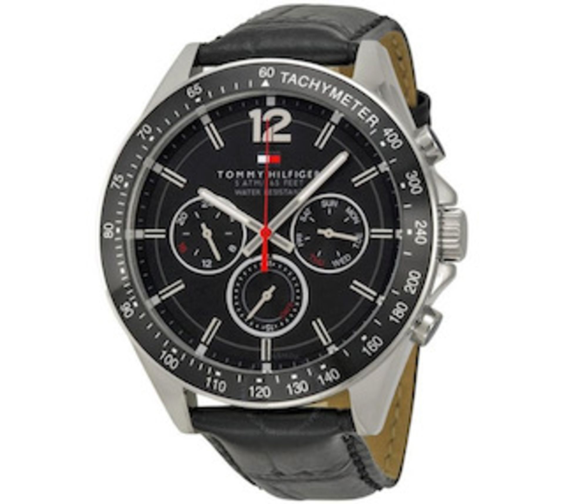 Tommy Hilfiger 1791117 Men's Black Dial Black Leather Watch - Image 5 of 8