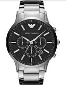 Emporio Armani AR2460 Men's Black Face Stainless Steel Bracelet Chronograph Watch