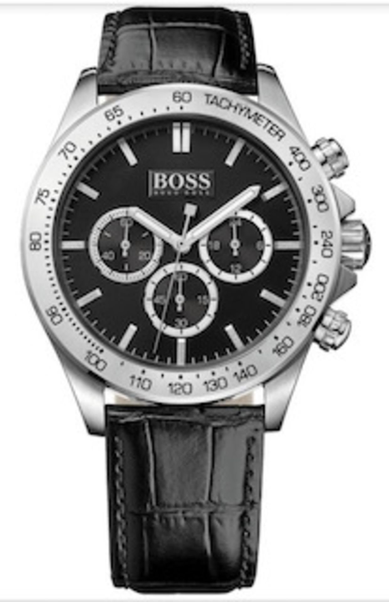 Hugo Boss 1513178 Men's Ikon Black Leather Strap Quartz Chronograph Watch