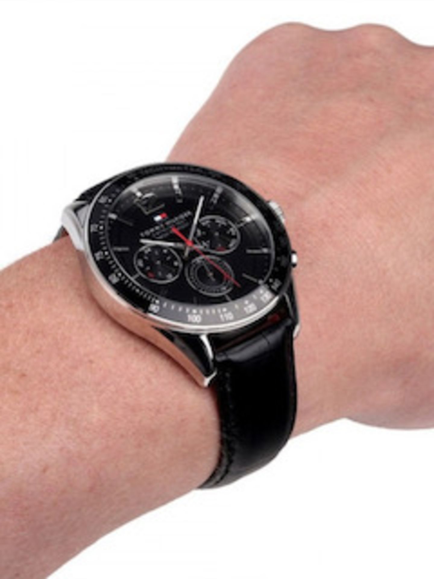 Tommy Hilfiger 1791117 Men's Black Dial Black Leather Watch - Image 6 of 8