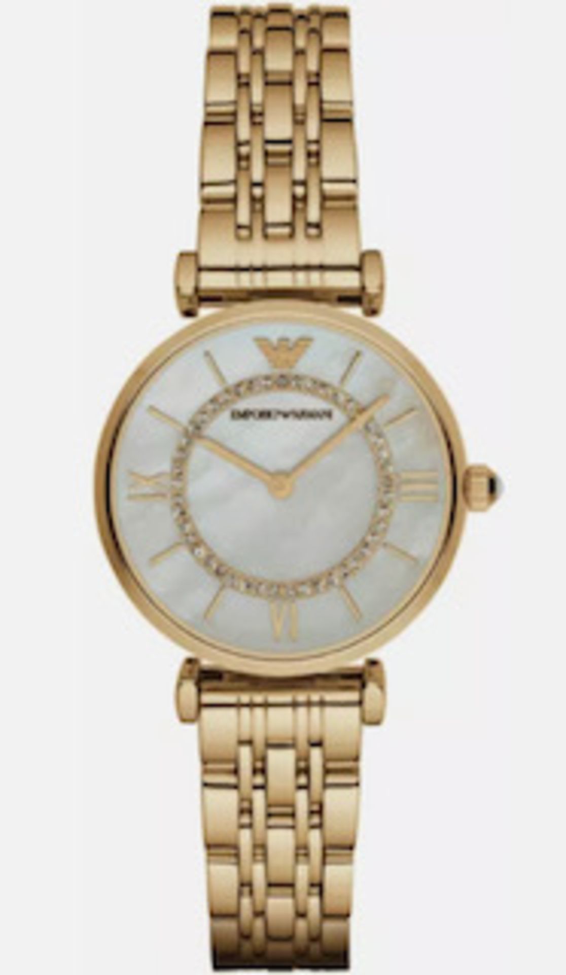 Emporio Armani AR1907 Ladies Mother Of Pearl Dial Gold Tone Bracelet Quartz Watch