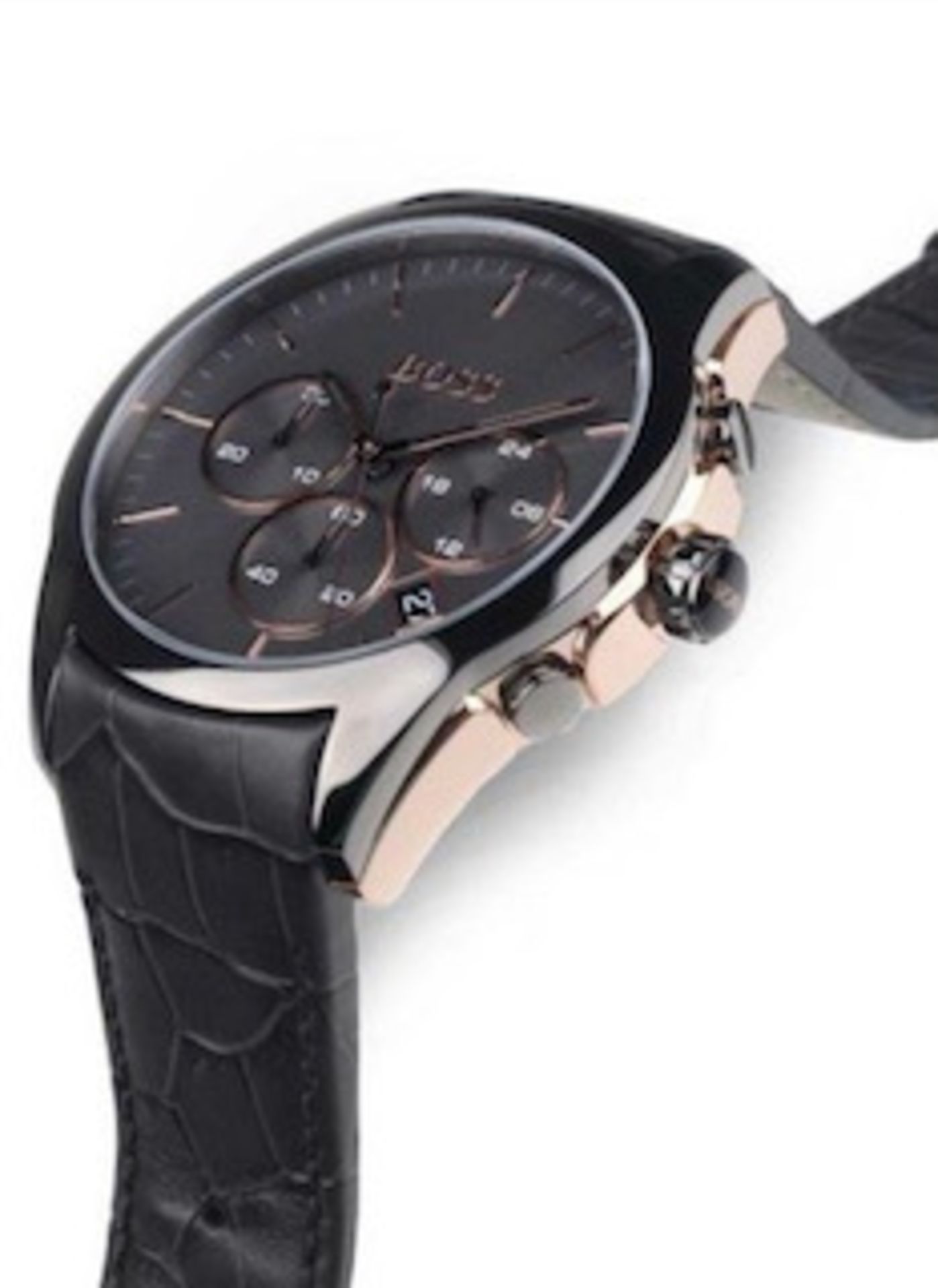 Hugo Boss 1513366 Men's Onyx Grey Leather Strap Quartz Chronograph Watch - Image 4 of 4