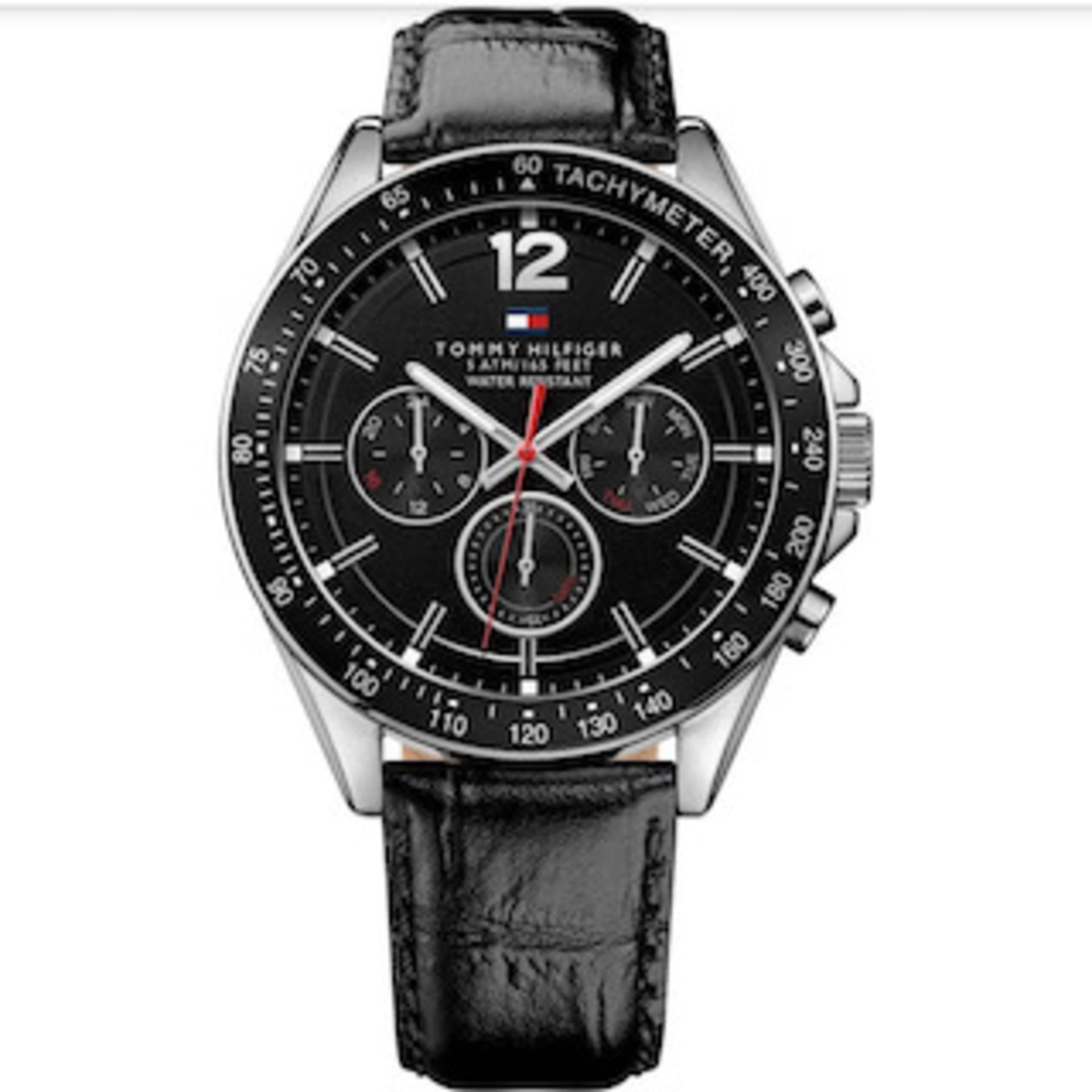 Tommy Hilfiger 1791117 Men's Black Dial Black Leather Watch