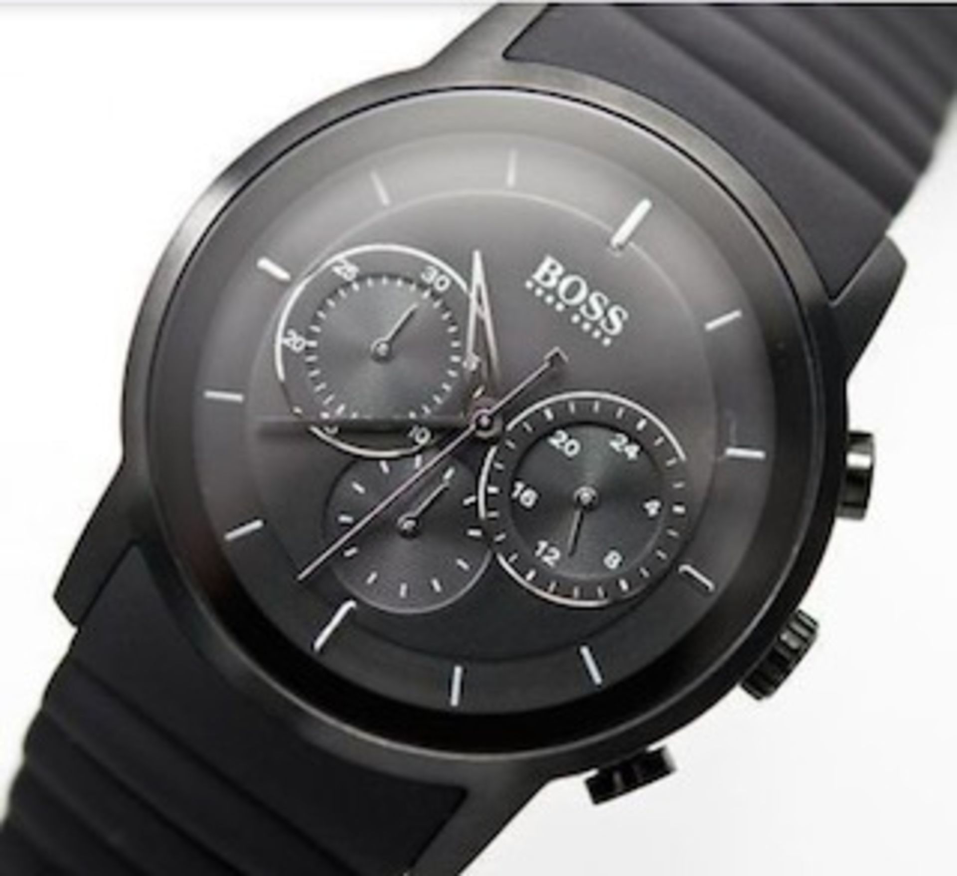 Hugo Boss 1512639 Men's All Black Rubber Strap Quartz Chronograph Watch - Image 3 of 7