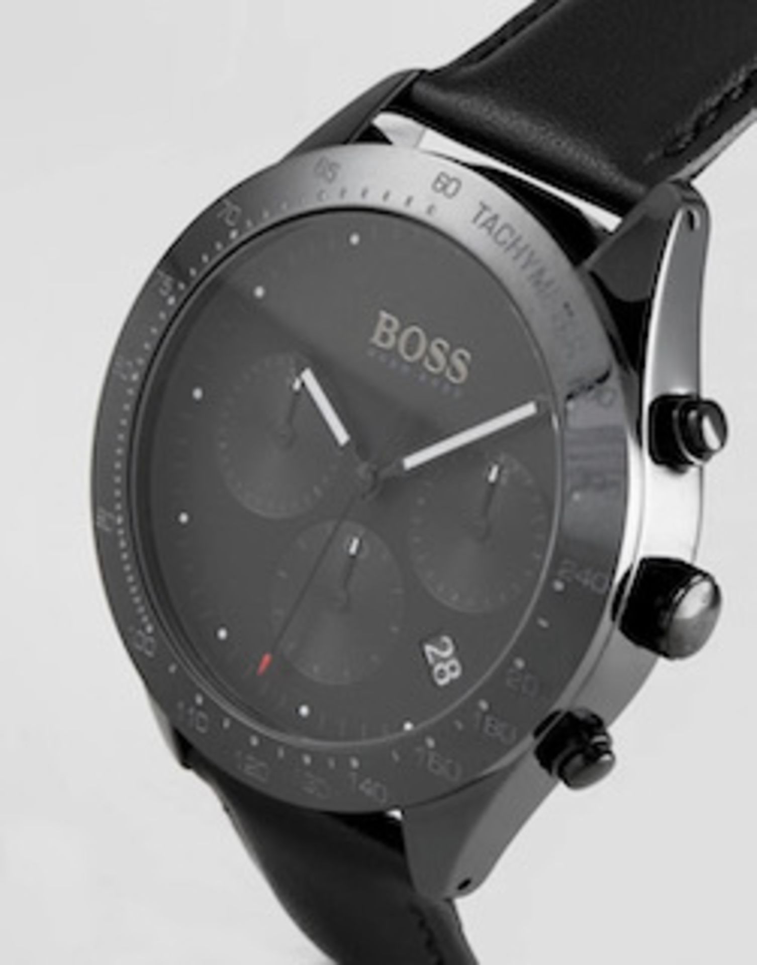 Hugo Boss 1513590 Men's Talent Black Dial Black Leather Strap Chronograph Watch - Image 4 of 4