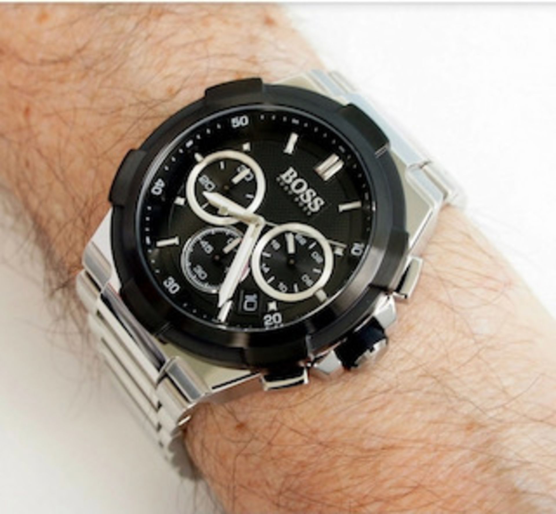 Hugo Boss 1513359 Men's Supernova Black Dial Silver Bracelet Chronograph Watch - Image 3 of 5