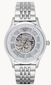 Emporio Armani AR1945 Men's Meccanico Silver Bracelet Automatic Watch