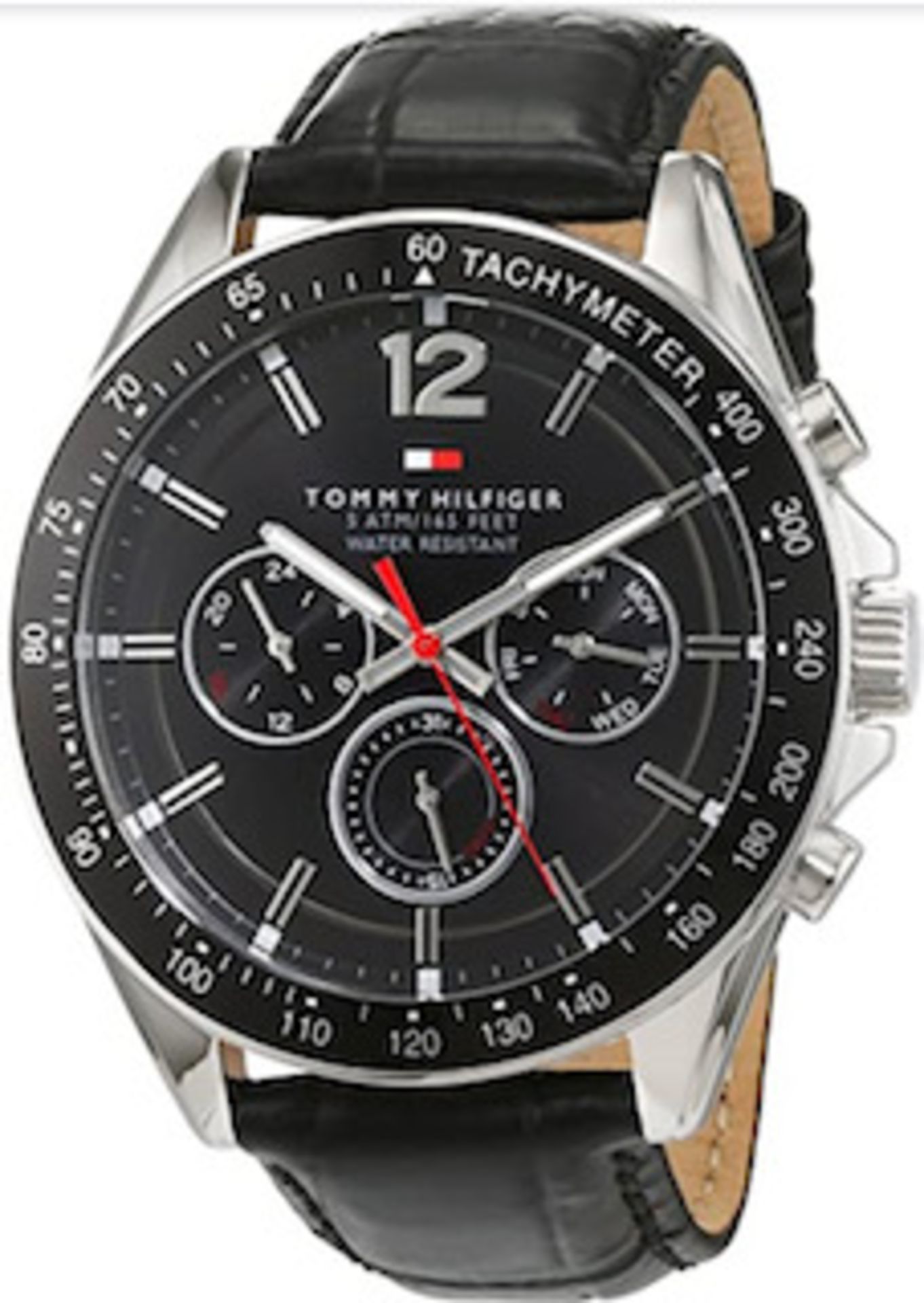 Tommy Hilfiger 1791117 Men's Black Dial Black Leather Watch - Image 2 of 8