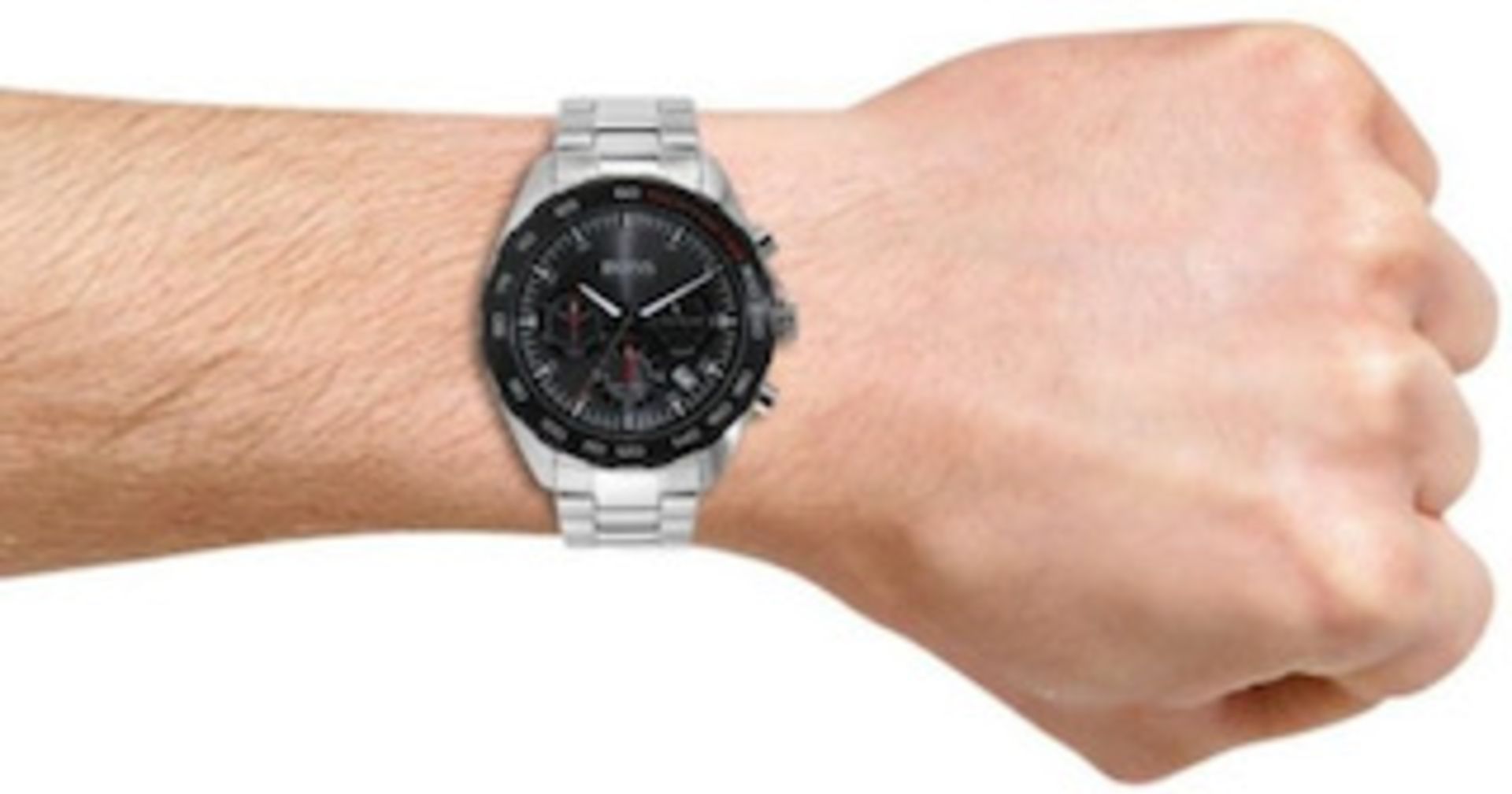 Hugo Boss 1513680 Men's Intensity Black Face Silver Bracelet Quartz Chronograph Watch - Image 3 of 6