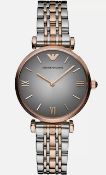 Emporio Armani AR1725 Ladies Gianni T-Bar Two Tone Bracelet Quartz Watch