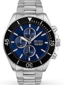 Hugo Boss 1513704 Men's Ocean Edition Blue Dial Silver Bracelet Chronograph Watch