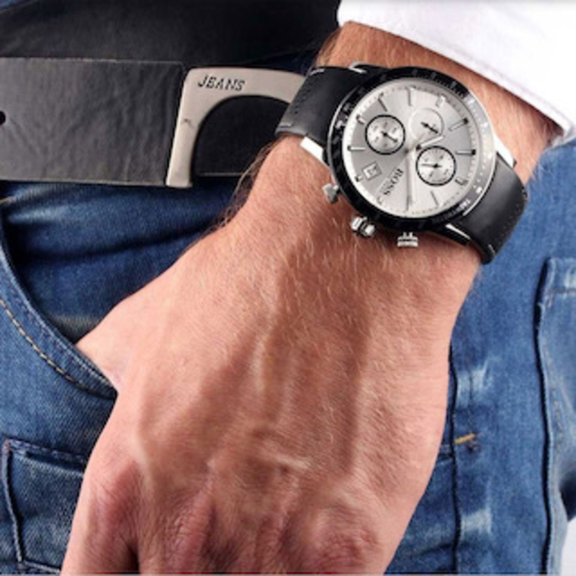 Hugo Boss 1513403 Men's Rafale Black Leather Strap Chronograph Watch - Image 2 of 5