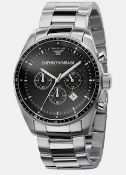 Emporio Armani AR0585 Men's Classic Silver Bracelet Chronograph Watch