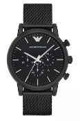 Emporio Armani AR1968 Men's Black Mesh Band Quartz Chronograph Watch