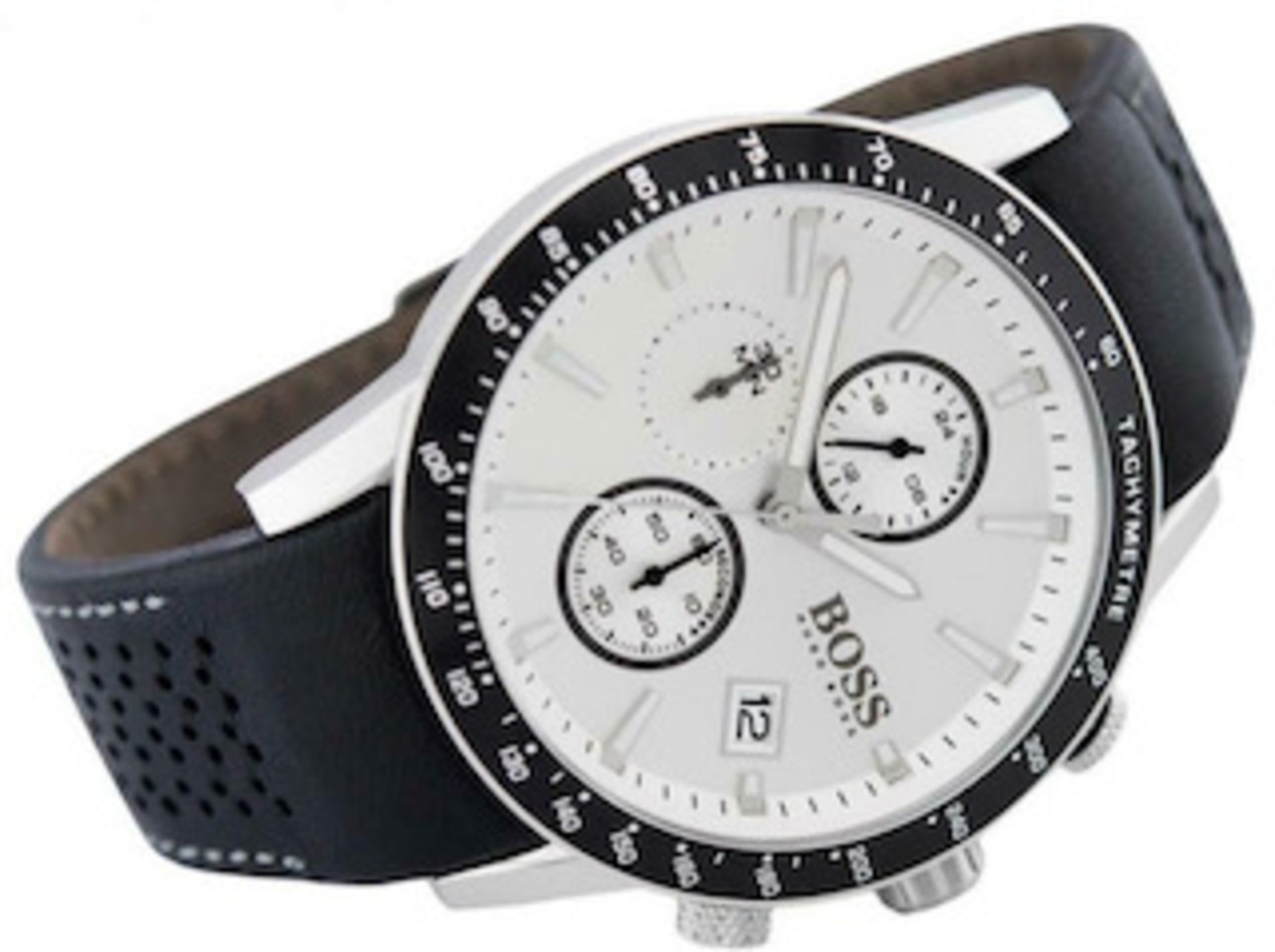 Hugo Boss 1513403 Men's Rafale Black Leather Strap Chronograph Watch - Image 4 of 5