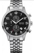 Hugo Boss 1512446 Men's Aeroliner Black Dial Silver Bracelet Chronograph Watch