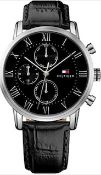 Tommy Hilfiger 1791401 Kane Chronograph Leather Watch In Black
